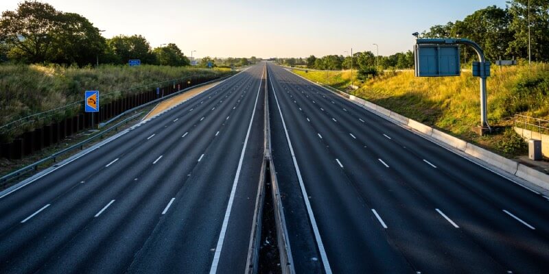 View of a large, empty UK motorway